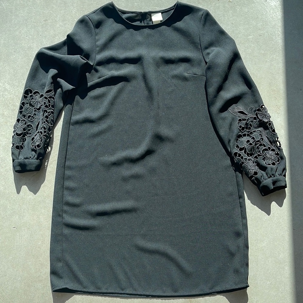 H&M Black dress with flower sleeves